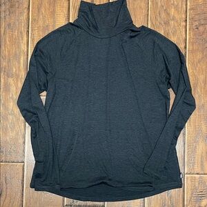 Eddie Bauer Women's Active Funnel Neck Pullover Charcoal Stretch Athleisure Sz L